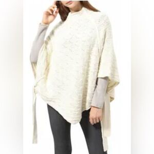 Stefanel Womens Chunky Knit Poncho Sweater Jacket fisherman knit One Size. NWT